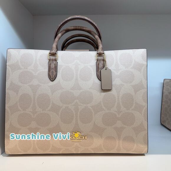 NWT Bundle Coach Chain Strap Bows Silver/Black cy260 & CY677 Large Maggie Sand - Picture 10 of 12